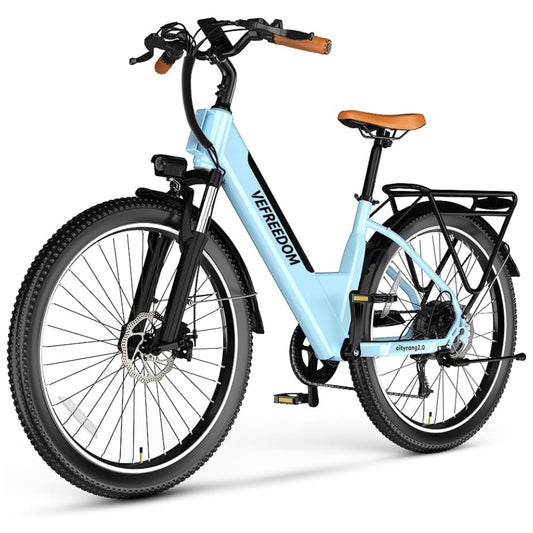 Bicicleta Elétrica Cityrang 2.0, Motor Brushless 1000W Pico, Bateria 48V 720Wh, Autonomia 112 km, Suspensão Ajustável, Freios a Disco Duplos, 7 Marchas, Tela LCD Colorida, Azul